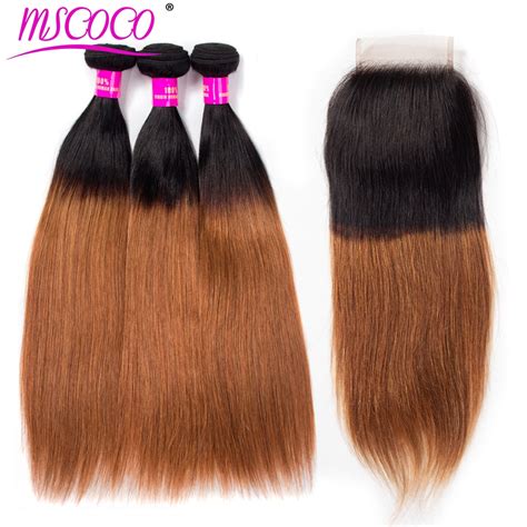 Aliexpress Com Buy Mscoco Hair Peruvian Ombre Bundles With Closure
