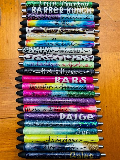 Personalized Glitter Epoxy Pens Etsy