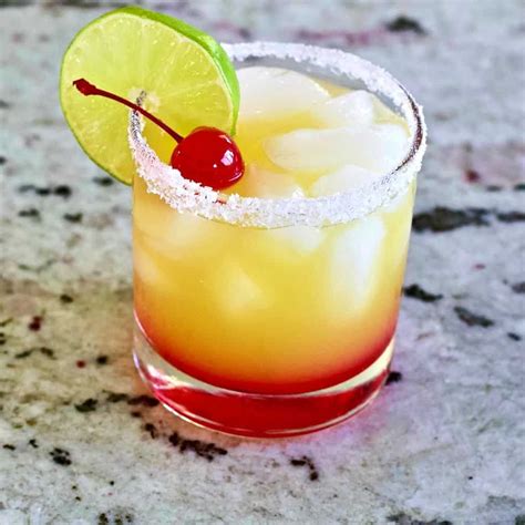 Tequila Sunrise Margarita On The Rocks Homemade Food Junkie Malibu