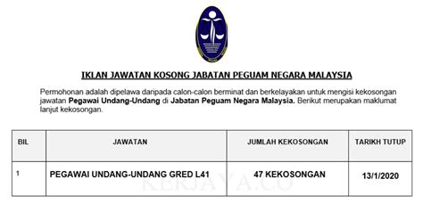 Anda perlu hidupkan javascript untuk melihatnya. Jawatan Kosong Terkini Jabatan Peguam Negara Malaysia ~ 47 ...