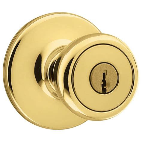 Kwikset Tylo Polished Brass Keyed Entry Door Knob Featuring Microban