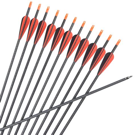 12 Pcs 30 Spine 340 3k Weave Camo Carbon Arrows 3 Plastic Vane