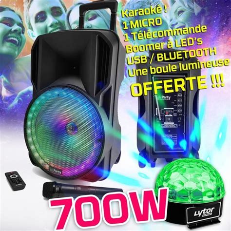 Enceinte Party Karaoke 700w Sono Dj Portable Sur Batterie Disco Mobile