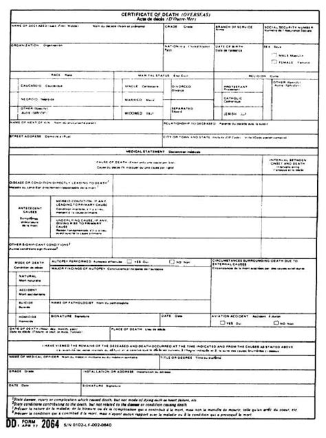 Figure 13 1 Dd 2064 Certificate Of Death Overseas Front