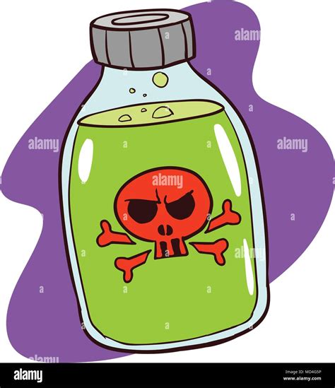 Poison Bottle Hand Drawn Image Original Colorful Artwork Comic