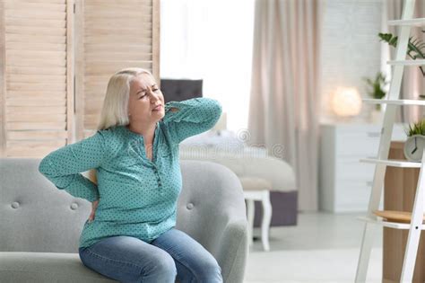 Senior Woman Suffering From Back Pain Stock Image Image Of Female