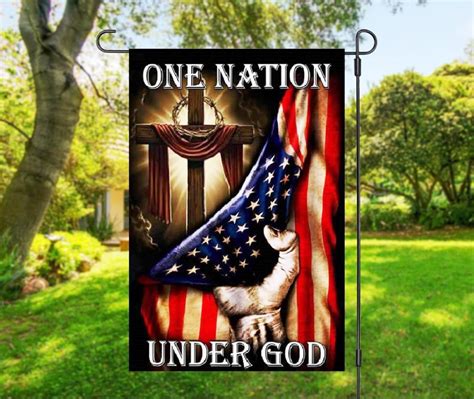One Nation Under God Cross American Flag Sublimated Double Etsy