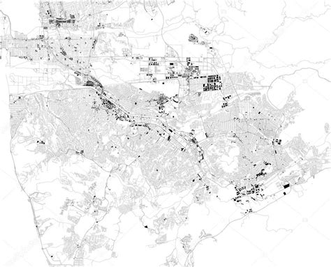 Mapa Tijuana Vista Satelital Mapa Blanco Negro Callejero Directorio