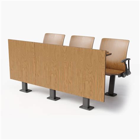 Auditorium Chairs And Tables Light Wood 3d Model 49 3ds Blend C4d