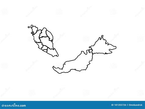Malaysia Outline Map Vector Illustration 104340576