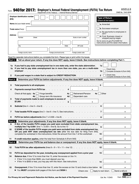 2017 Form 940 Fill Out And Sign Online Dochub