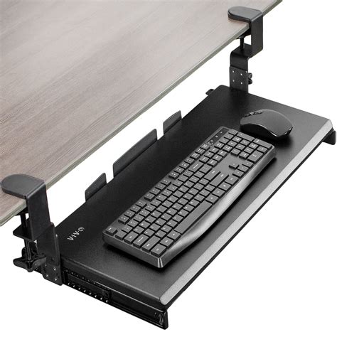 Vivo Black Clamp On Height Adjustable Keyboard And Mouse Under Desk