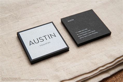 Minimalist Black Square Business Card Austin Fashion
