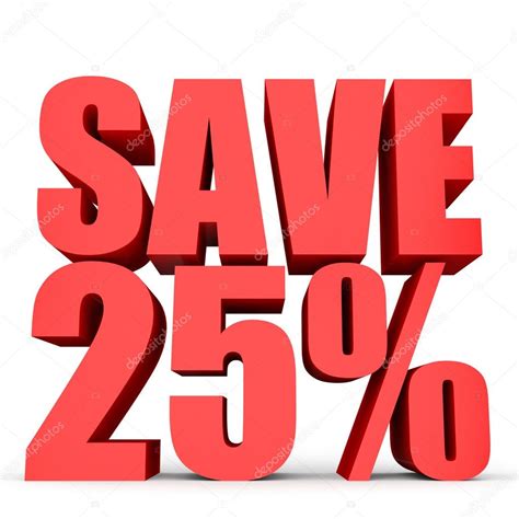 Discount 25 percent off. 3D illustration on white background. — Stock ...