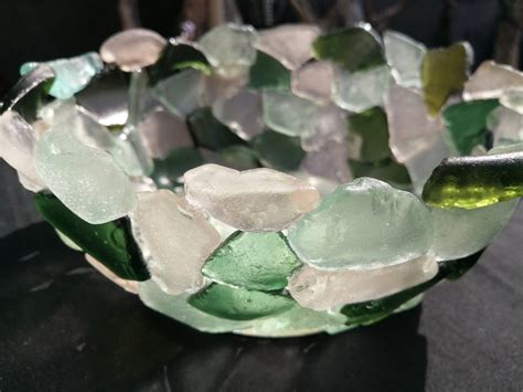 Decorative Sea Glass Bowl Fruit Bowl Large Bowl Green And Etsy
