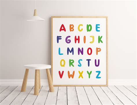 Alphabet Poster Abc Wall Art Alphabet Print Nursery Decor Etsy Abc