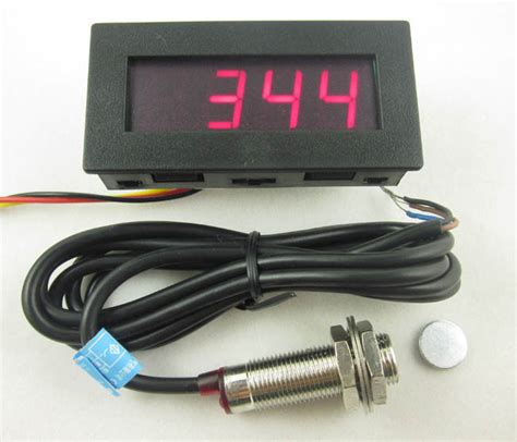 4 Digital Red Led Tachometer Rpm Speed Meterhall Proximity Switch Npn