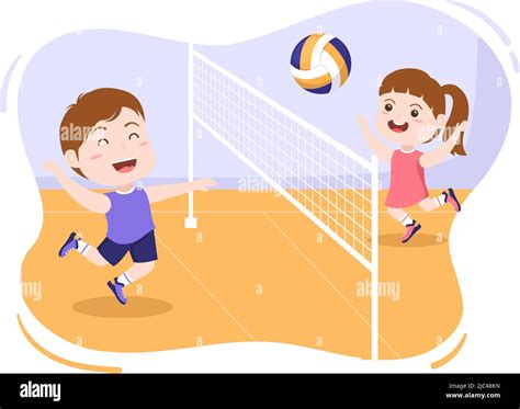 Cute Volleyball Ball Cartoon Character Imágenes Vectoriales De Stock