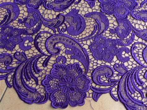 Purple Beaded Lace Fabric Purple Lace Fabrics Wholesale 47 Inches
