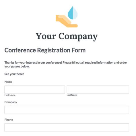 Conference Registration Form Template Formstack 6 Commonly Used