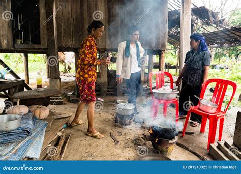 Image Of A Khmer Rural Women In The Countryside Cooking In Traditional