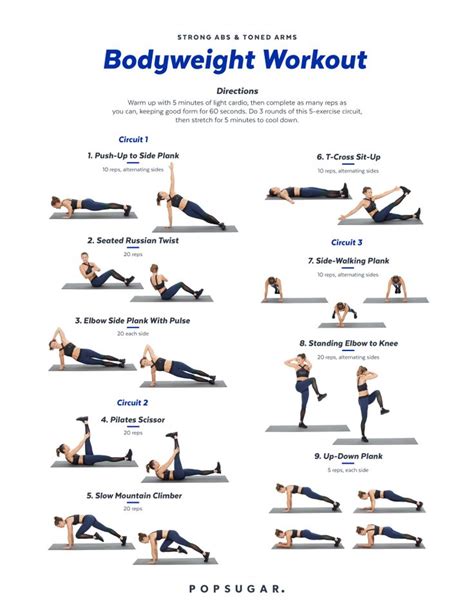 Printable Bodyweight Workout Popsugar Fitness Easy Yoga Workouts