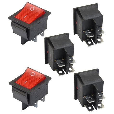 5xred Illuminated Light Onoff Dpst Boat Rocker Switch 16a250v 20a