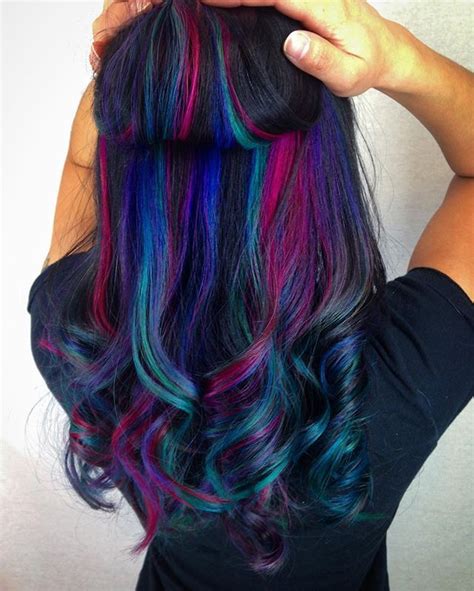 All My Favorite Colors Obsessed With My Clients Underlights Brunette Hair Color Hair Streaks