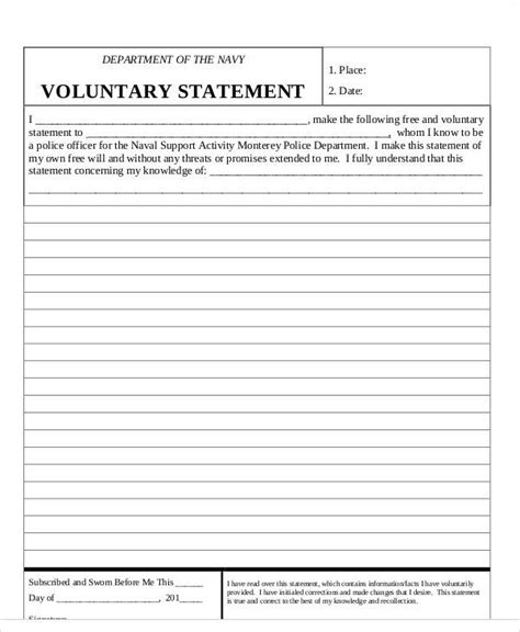 Printable Voluntary Statement Form Printable Forms Free Online