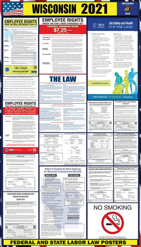 2021 Wisconsin Labor Law Posters State Federal OSHA LABORLAWHRSIGNS