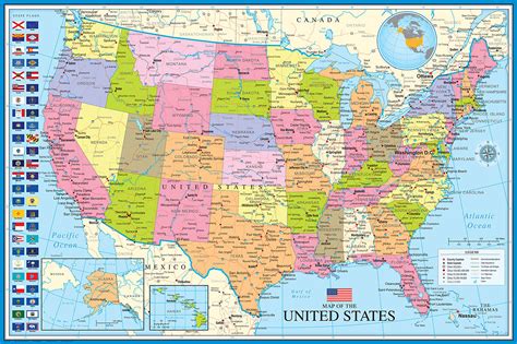 Landkarten Map Of The United States Poster 915x61