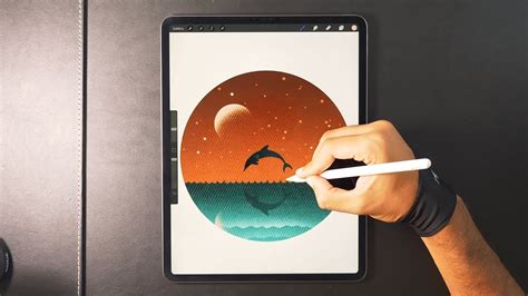 Digital Drawing On Ipad Pro Dolphin 🌙 Youtube
