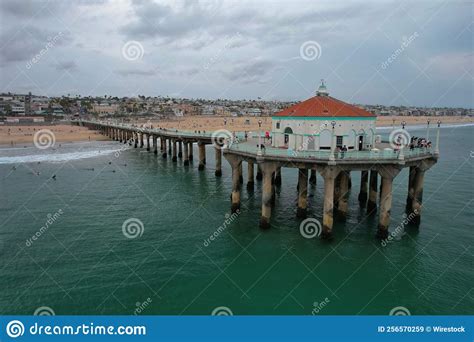 Aerial View Of The Manhattan Beach Pier Stock Image Image Of