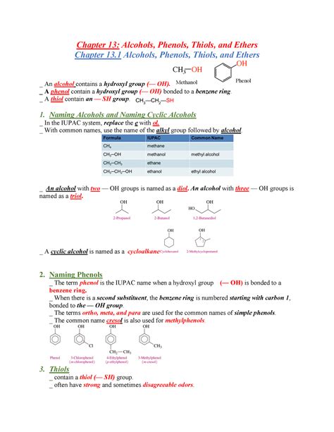 Chapter 13 Lecture Notes 13 Chapter 13 Alcohols Phenols Thiols