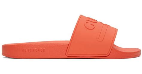 Gucci Orange Pursuit Pool Slides For Men Lyst Uk