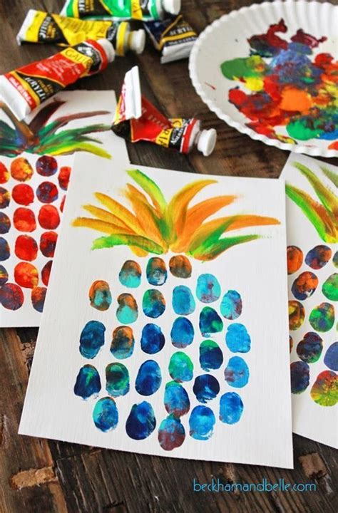 Pineapple Thumbprint Painting Perfect For Summer Fun Camp Day Care