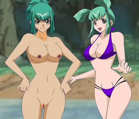 Rule 34 2girls Big Breasts Bikini Female Female Only Green Hair Leo Leo Yu Gi Oh Lua Yu Gi