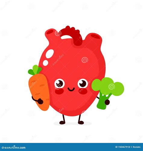 Cute Healthy Happy Heart Character Stock Vector Illustration Of