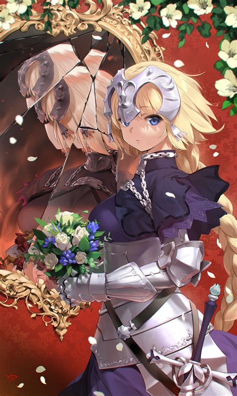 Wallpaper Anime Girls Mirror Blonde Blue Eyes Fate Series Fate Grand Order Jeanne D Arc