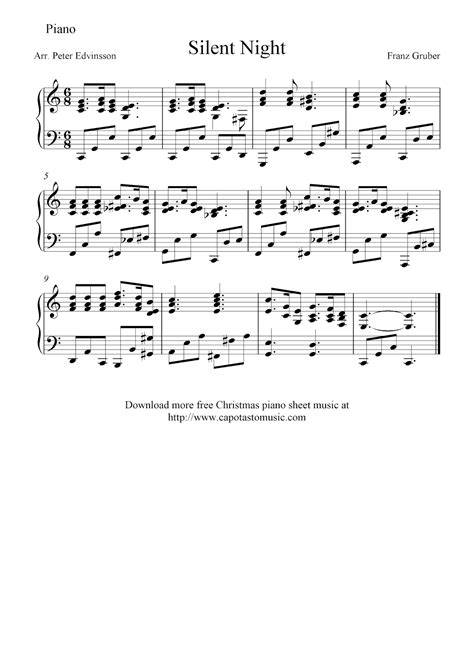Feel like there's almost nothing new in christmas music? Free intermediate Christmas piano sheet music, Silent Night