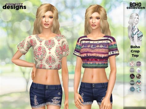 Boho Crop Top By Pinkfizzzzz At Tsr Sims 4 Updates
