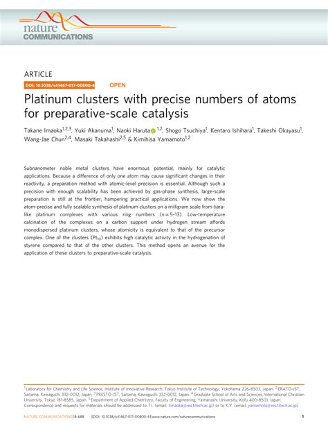 Pdf Platinum Clusters With Precise Numbers Of Atoms For Preparative