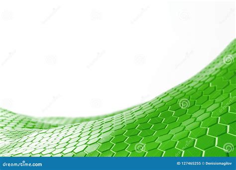 Green Honeycomb Pattern Surface White Background Stock Illustration