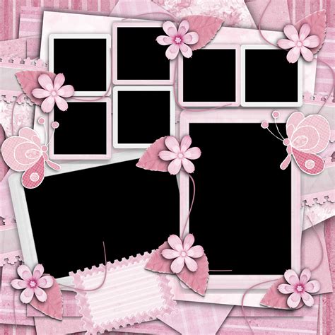 Pink Quick Page Photo Collage Template Scrapbook Printing Birthday