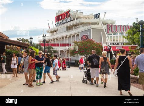 View Of Visitors At Downtown Disney Village In Orlando Florida On Sept