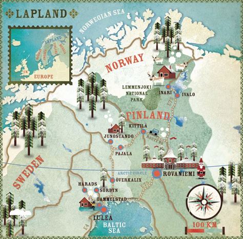Lapland Trips To Lapland Illustrated Map Lapland