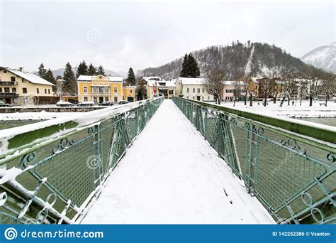 Traun River Pedestrian Bridge Bad Ischl Austria Stock Photo Image