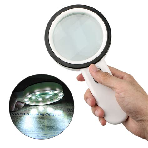30x handheld magnifying glass with 12 leds light high power handheld lighted magnifier with