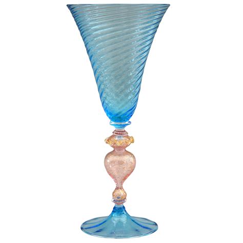 Venetian Revival Murano Hand Blown Ribbon Design Wine Glass At 1stdibs