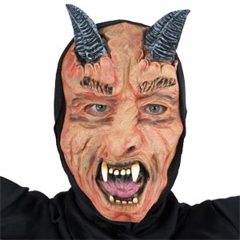 Buy Halloween Hooded Horn Devil Mask at Home Bargains